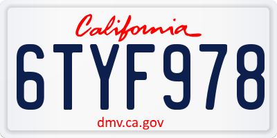 CA license plate 6TYF978