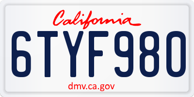 CA license plate 6TYF980