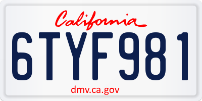 CA license plate 6TYF981