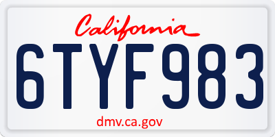 CA license plate 6TYF983