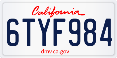 CA license plate 6TYF984