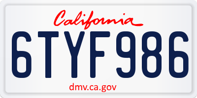 CA license plate 6TYF986