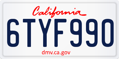 CA license plate 6TYF990