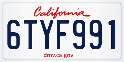 CA license plate 6TYF991
