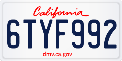 CA license plate 6TYF992