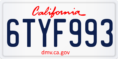 CA license plate 6TYF993