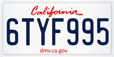 CA license plate 6TYF995