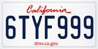 CA license plate 6TYF999