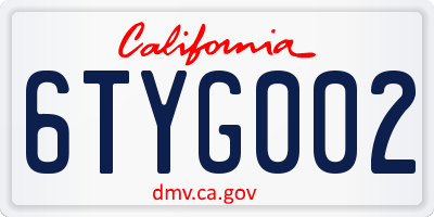 CA license plate 6TYG002