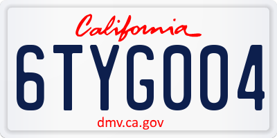 CA license plate 6TYG004