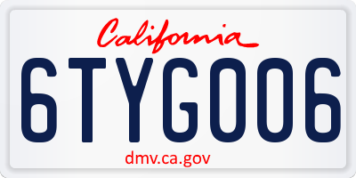CA license plate 6TYG006