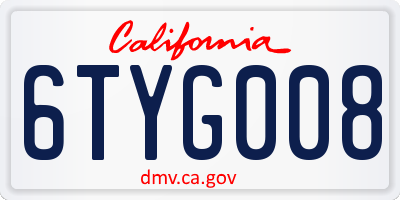 CA license plate 6TYG008