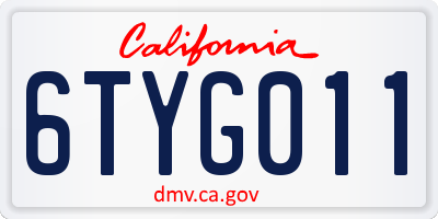 CA license plate 6TYG011