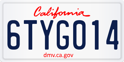 CA license plate 6TYG014