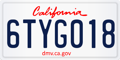 CA license plate 6TYG018