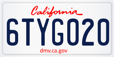 CA license plate 6TYG020