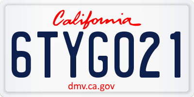 CA license plate 6TYG021