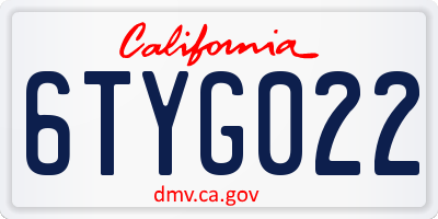 CA license plate 6TYG022