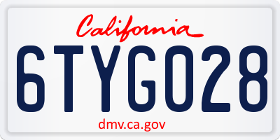 CA license plate 6TYG028