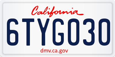 CA license plate 6TYG030