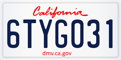CA license plate 6TYG031