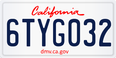 CA license plate 6TYG032