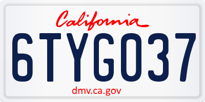 CA license plate 6TYG037