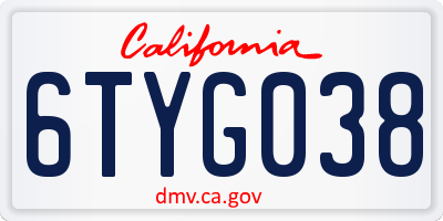 CA license plate 6TYG038