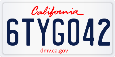 CA license plate 6TYG042