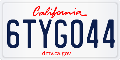 CA license plate 6TYG044