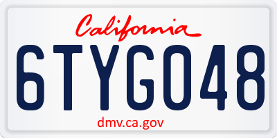 CA license plate 6TYG048