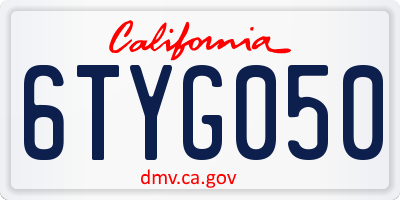 CA license plate 6TYG050
