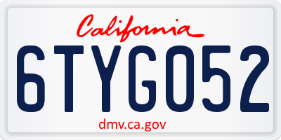 CA license plate 6TYG052