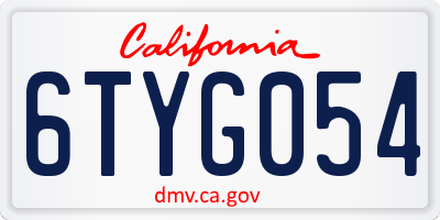 CA license plate 6TYG054
