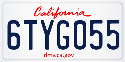 CA license plate 6TYG055