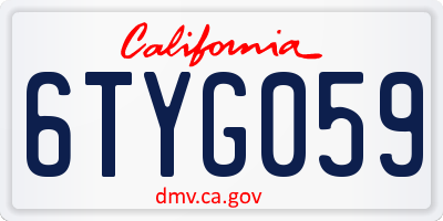 CA license plate 6TYG059