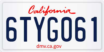 CA license plate 6TYG061