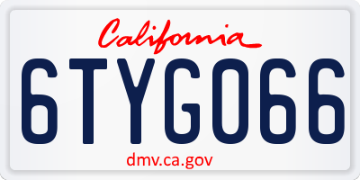 CA license plate 6TYG066