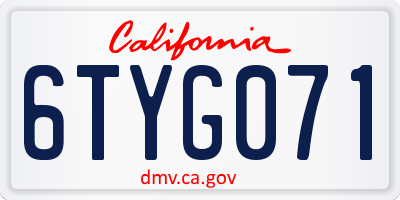 CA license plate 6TYG071