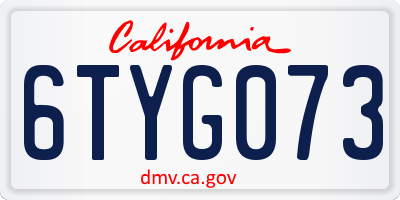 CA license plate 6TYG073