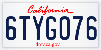 CA license plate 6TYG076
