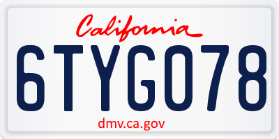 CA license plate 6TYG078