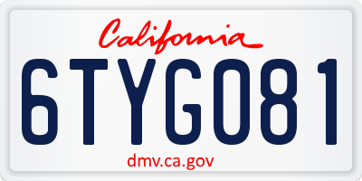 CA license plate 6TYG081