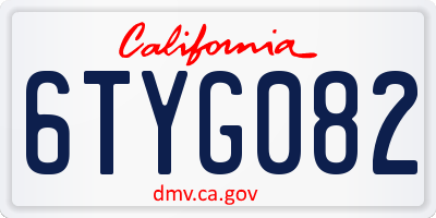CA license plate 6TYG082