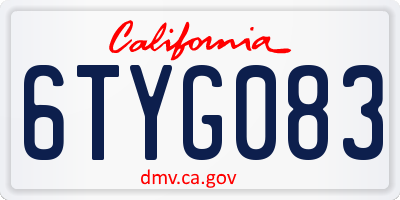 CA license plate 6TYG083