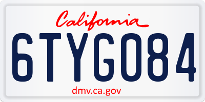 CA license plate 6TYG084