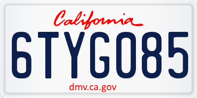 CA license plate 6TYG085