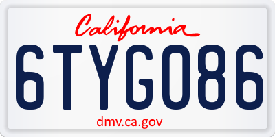 CA license plate 6TYG086