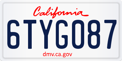 CA license plate 6TYG087