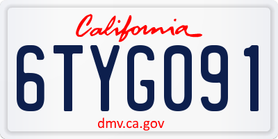CA license plate 6TYG091